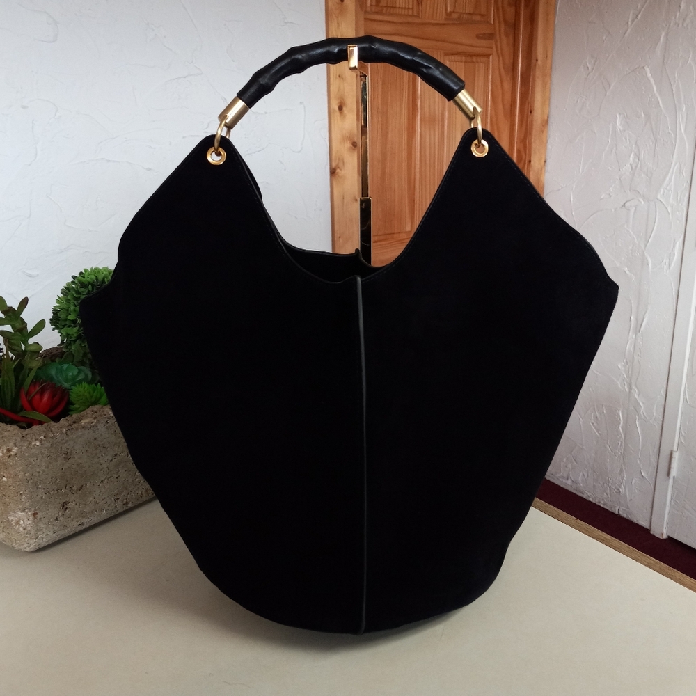 J.McLaughlin Large, Black Suede Sanne Top Handle Tote - Picture 5 of 16